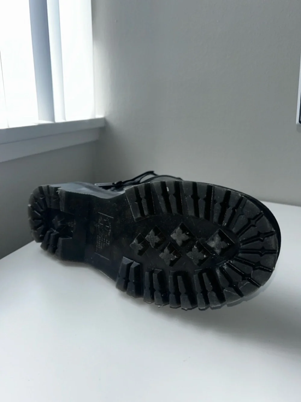 Dr. Martens Black Platform Lace-Up Boots with Yellow Stitching - Picture 4 of 7